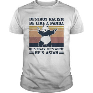 Destroy Racism Be Like A Panda Hes Black Hes White Hes Asian  Retro